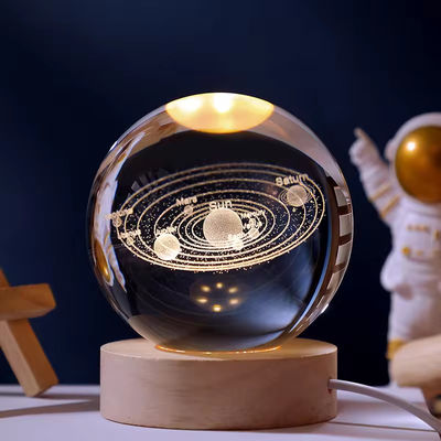 Esfera de cristal 3D grabado con láser con iluminación LED