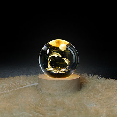 lámpara de cristal USB luminoso 3D arte bola de cristal cristal brillante de vidrio luz nocturna lámpara de mesa