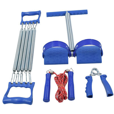 Conjunto multifuncional de acondicionamiento físico con banda de resistencia del pedal del pie de resorte mango de madera salto de cuerda de agarre fortalecimiento y entrenamiento muscular conjunto de cuatro piezas
