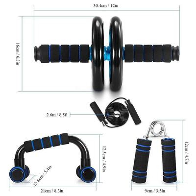 Equipo de gimnasio para el hogar con rodillo ab Push Up Bares Bandas de resistencia Saltar cuerda y estera