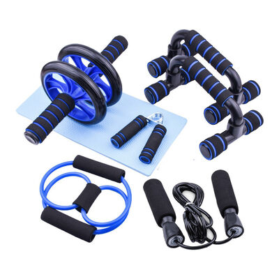 Equipo de gimnasio para el hogar con rodillo ab Push Up Bares Bandas de resistencia Saltar cuerda y estera