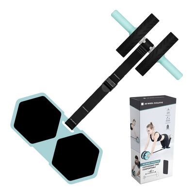 Conjunto de ruedas de rodillo multifuncional con esterilla de rodilla y banda de resistencia para entrenamiento básico en el hogar y entrenamiento de cuerpo completo