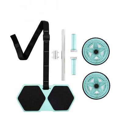 Conjunto de ruedas de rodillo multifuncional con esterilla de rodilla y banda de resistencia para entrenamiento básico en el hogar y entrenamiento de cuerpo completo