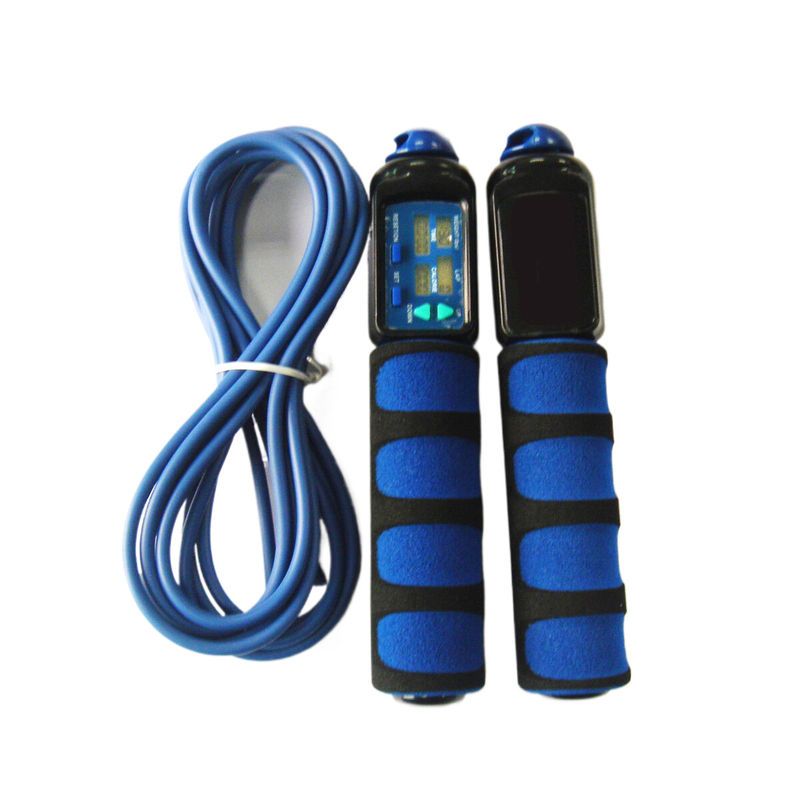 Cuerdas de salto de acondicionamiento físico Logotipo de color personalizado Negro Azul Oscuro Cuerdas de salto de acondicionamiento físico Electrónico Ejercicio Cuerdas de salto OK-168