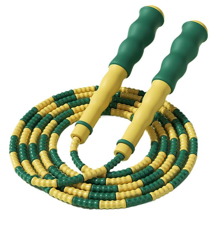Cable de salto ajustable de bambú amarillo verde para niños y adolescentes Equipo deportivo de ejercicio