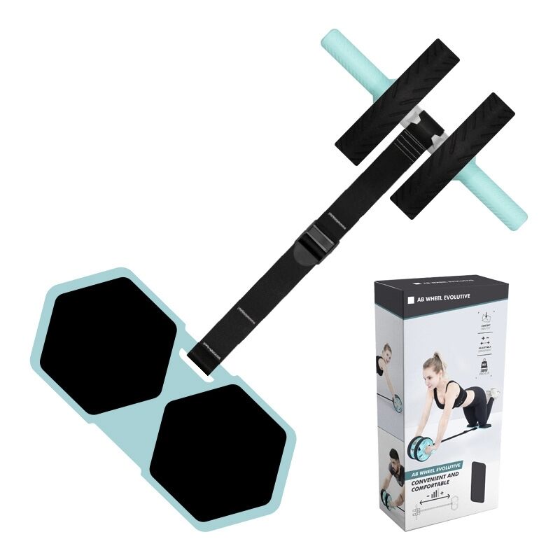 Conjunto de ruedas de rodillo multifuncional con esterilla de rodilla y banda de resistencia para entrenamiento básico en el hogar y entrenamiento de cuerpo completo